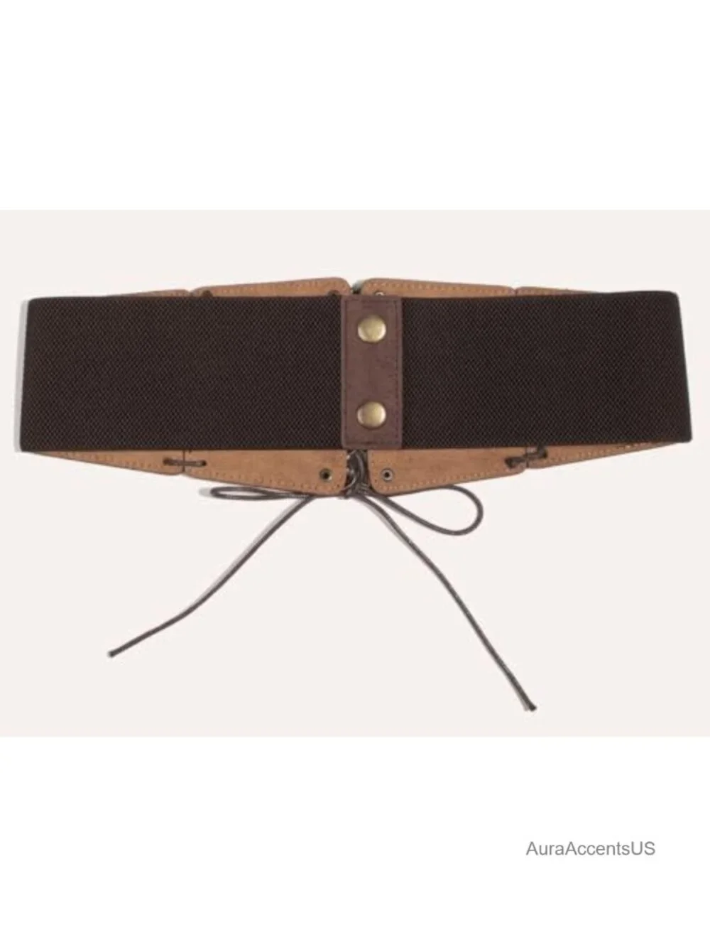 Vintage PU Leather Lace-Up Corset Waist Belt with Copper Buckle Cincher for